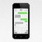 Mockup of mobile messenger on smartphone transparent screen