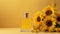 Mockup Perfume bottle with flower minimalism texture photography, Showcase Product, AI Generative