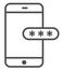 Mockup phone with encrypted password authentication. Two Factor Authentication or Multifactor Authentication icon