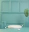 Mockup Platform Stage With Classical Room Turquoise Color Background 3d Render