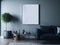 Mockup Poster Frame in Minimalist Grey Living Room Interior