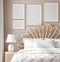 Mockup poster in luxury feminine bedroom