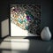 Mockup poster photo frame, colorful river rock sparkled in the sunlight AI Generaion