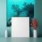 Mockup poster photo frame, turquoise water and coral reef AI Generaion