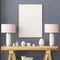 Mockup poster in the Scandinavian interior with a console table in lagom style.