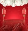 Mockup Red Podium Chinese Celebration Festive Scene Abstract Background 3d Render