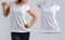 Mockup Set with active beautiful woman in the blank t-shirt and