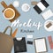 Mockup set collection coffee cafe vector illustration