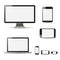 Mockup set realistic Monitors laptop tablet and phone vector illustration