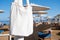 Mockup shopper handbag hanging on the beach