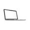 Mockup of side view open laptop with blank screen realistic style