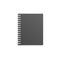 Mockup of top view lying blank black spiral notebook realistic style