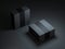 Mockup of Two Square Black Boxes with cover in dark studio