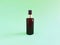 Mockup of unbranded brown plastic spray bottle on green background. Cosmetic bottle container for branding of medicine