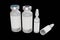 Mockup vaccine glass bottles with the covid-19 coronavirus vaccine