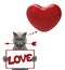 Mockup valentine heart with cat