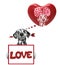 Mockup valentine heart with dog