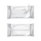 Mockup of wet wipe flow pack. Wet wipes. Realistic pack on white background. Vector template
