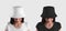 Mockup of a white, black panama hat on a young dark-haired girl,  on background. Set