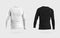 Mockup of white, black tight sweatshirt, longsleeve 3D rendering, isolated on background, front view
