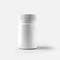 Mockup of a white plastic jar with a round lid  for vitamin  tablets  pills  container isolated on background
