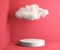 Mockup White Podium And Soft Cloud With Pink Room Background 3d Render