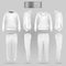 Mockup of the white sportswear hoodie and trousers in four dimensions