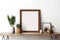 A mockup wooden frame with a white mat for an 8x10 inch photograph for modern or minimalist decor