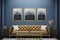 mockups of frames on the wall in gold metall silver colors living room front view