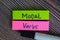 Modal Verbs write on sticky notes isolated on Wooden Table