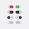 Mode off and mode on icons set. Vector On Off Switch. Day and Night Mode Switcher for Phone Screens.
