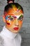 Model with bright creative make up