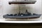 Model of a gunship or battleship in a museum