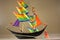 Model Historic Sailing Ship Rainbow Colors Sails