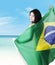 model holding brazilian flag