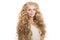 Model with long hair Blonde Waves Curls Hairstyle Hair Salon Updo Fashion model with shiny hair Woman with healthy hair girl with