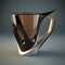 Model of a mug with a modern and asymmetric design. Acrylic and glass in surreal concept.