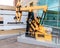 Model of Oil pump jack near the office building of the russian oil company Rosneft in Samara