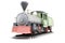 Model of old steam locomotive on white background. 3d r