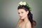 Model with Prom Hairstyle and Spring Flowers Wreath on B