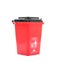 A model of a red hazardous trash bin on a white background