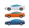 Model rwhite, orange and blue of profile cars. Super modern cars sports