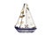 Model sailboat on a white background, isolated