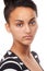 Model, serious and studio with gen z, portrait and confidence with youth. Woman, closeup and face with attitude, style