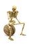 Model skeleton sitting on ball