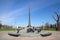 Model of the Solar system near the monument to the Conquerors of space on the Cosmonauts alley in Moscow, Russia