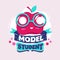 Model Student Phrase with Colorful Illustration. Back to School Quote