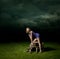 Model on the Stump at Night