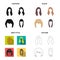 Model, style, wig and other web icon in different style.theaters, circus, entourage, icons in set collection.