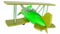 Model of a toy biplane on a white background. 3D rendering